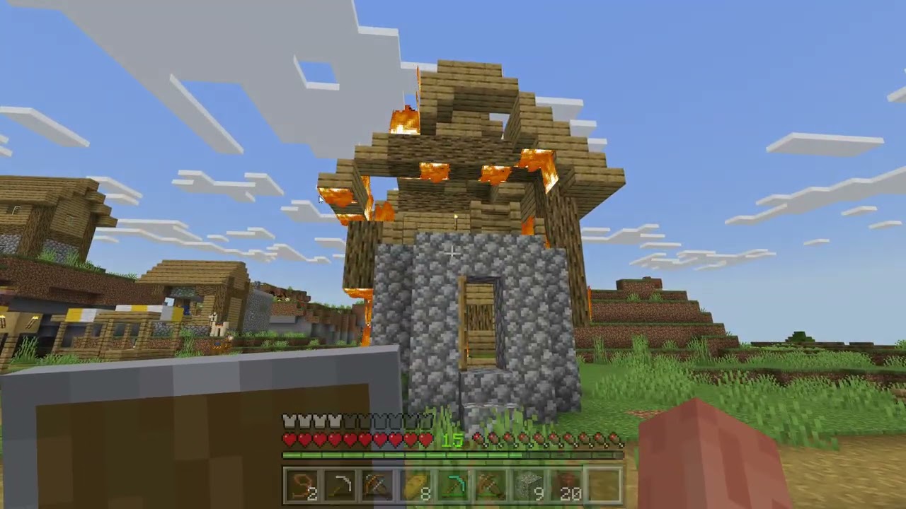 Minecraft burning down village part4