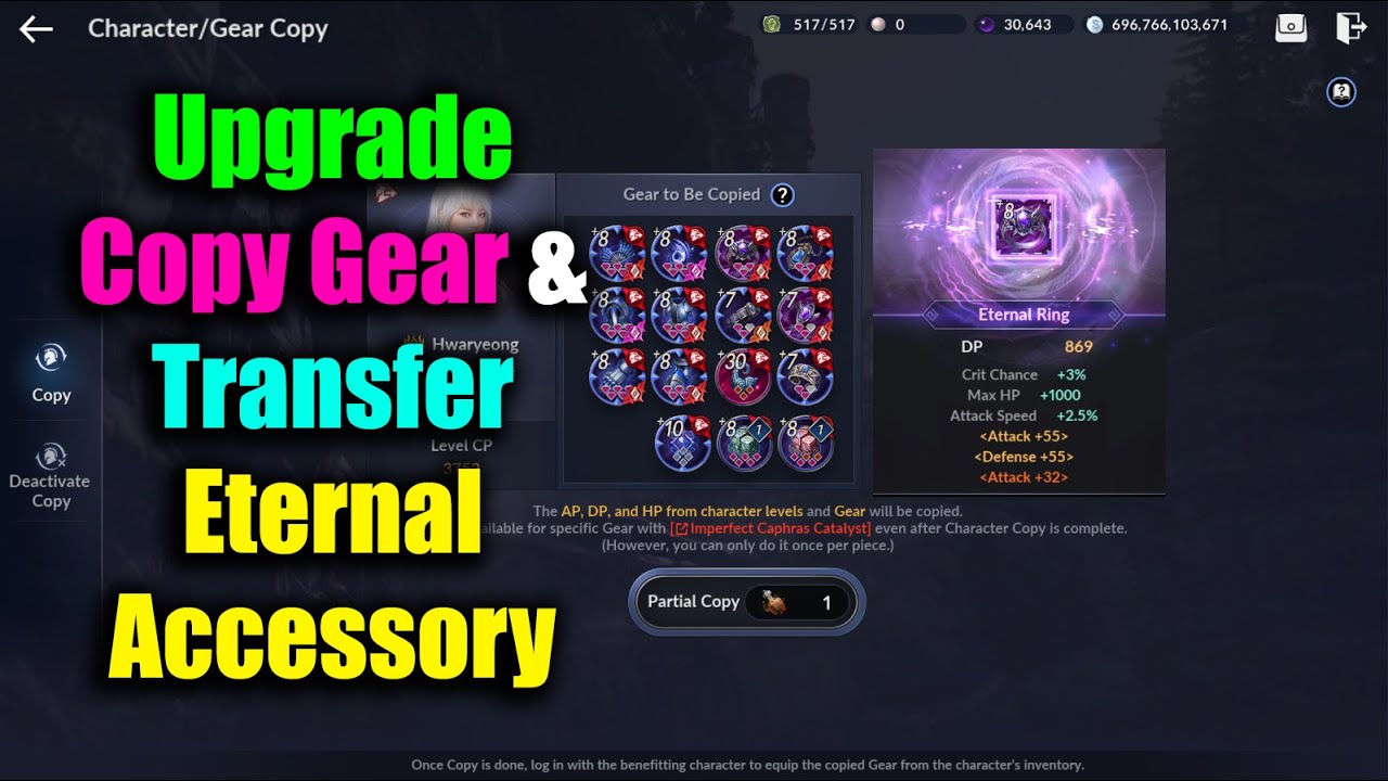 Black Desert Mobile Upgrade Copy Gear & Transfer Eternal Accessory