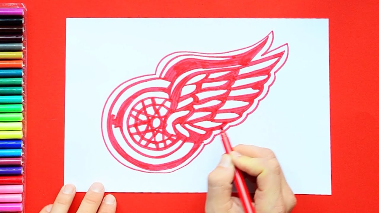How to draw the Detroit Red Wings Logo (NHL Team)