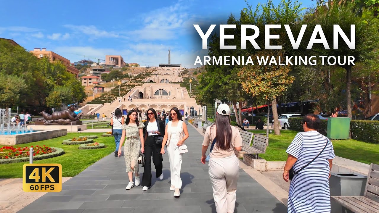 Spectacular walking tour in Yerevan | Yerevan city center and Cascade Complex 2024 4K 60 FPS