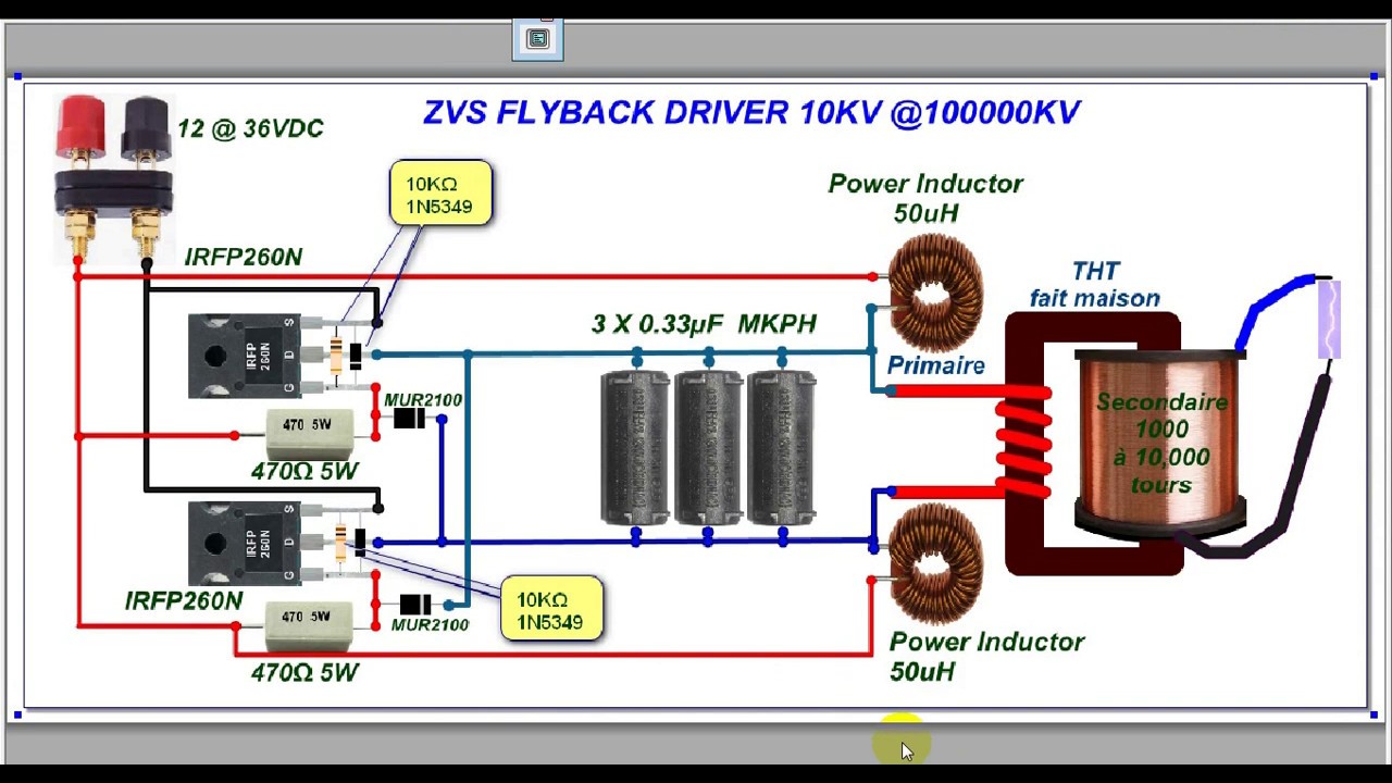 ZVS Flyback Driver. Pilote de Transfo Haute Tension (THT Driver)1KV @ 100 000KV