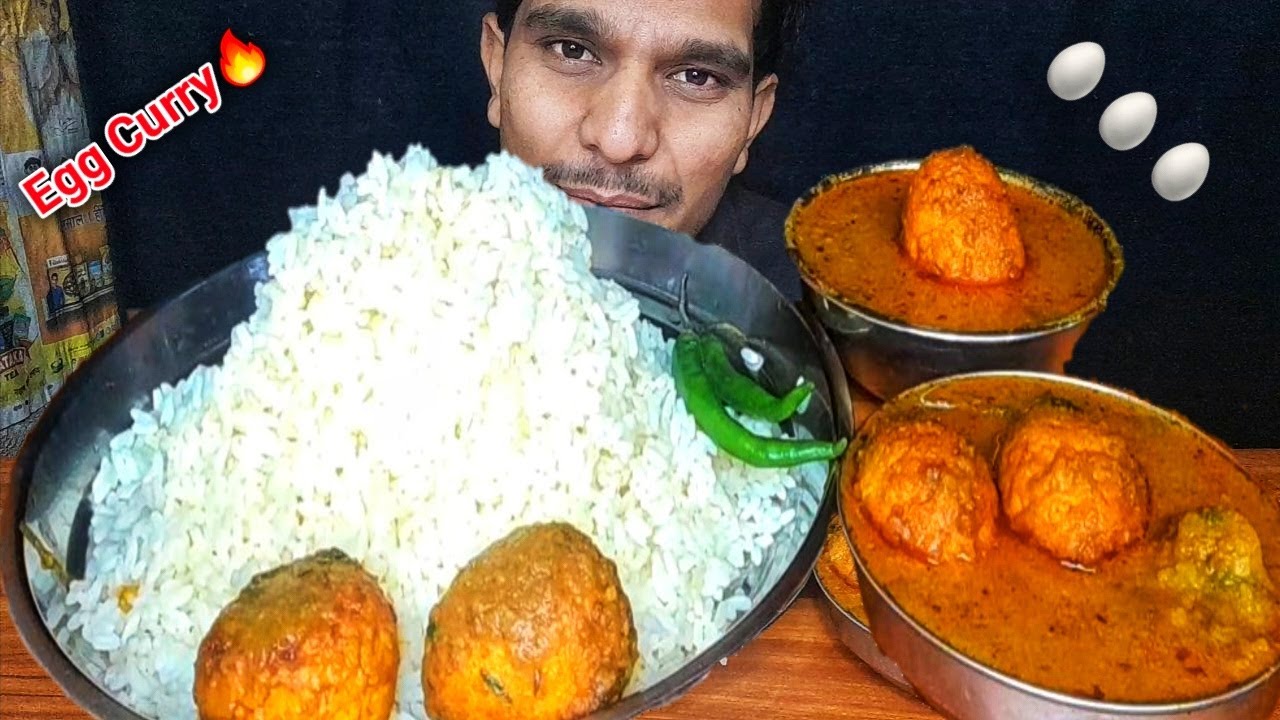 Today's eating spicy🔥Egg Curry with Rice eating show challenge* Egg curry* Indian food eating show