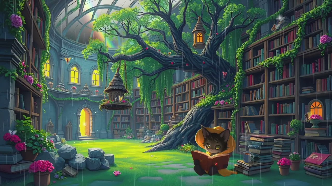 A peaceful rainy day in a secret garden ~ calm anxiety ~ relaxing rain and thunder sounds ~ lofi 