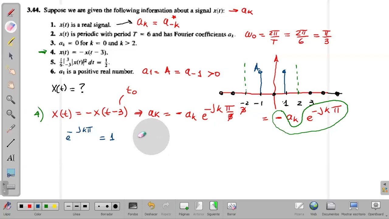 Señales y sistemas: Ejercicio de Serie de Fourier Teorico para pensar