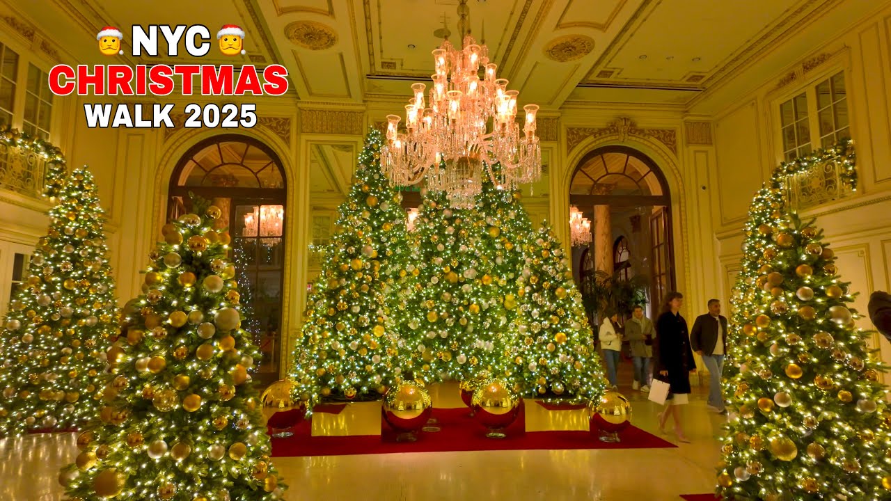 NYC Christmas Walk 2025 | Plaza Hotel Christmas Decorations | 5th Avenue | Dior NEW Holiday Windows