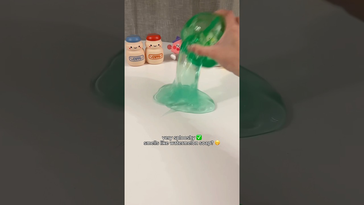slime asmr! storebought water slime review 🍉 #slimechannel #slimevideo #satisfying #waterslime