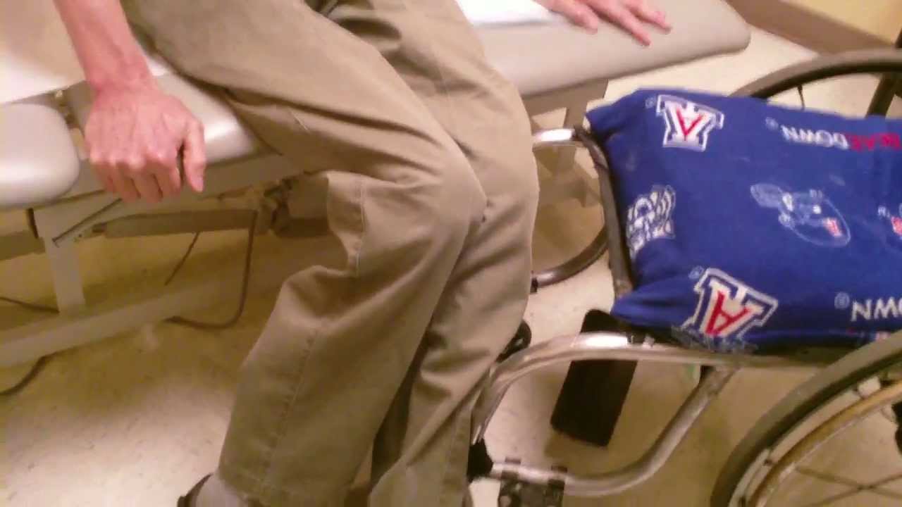 Wheelchair style - Exam Table Transfer & Wound Care Change to Hydrofera Blue - L1 injury 12-17-13