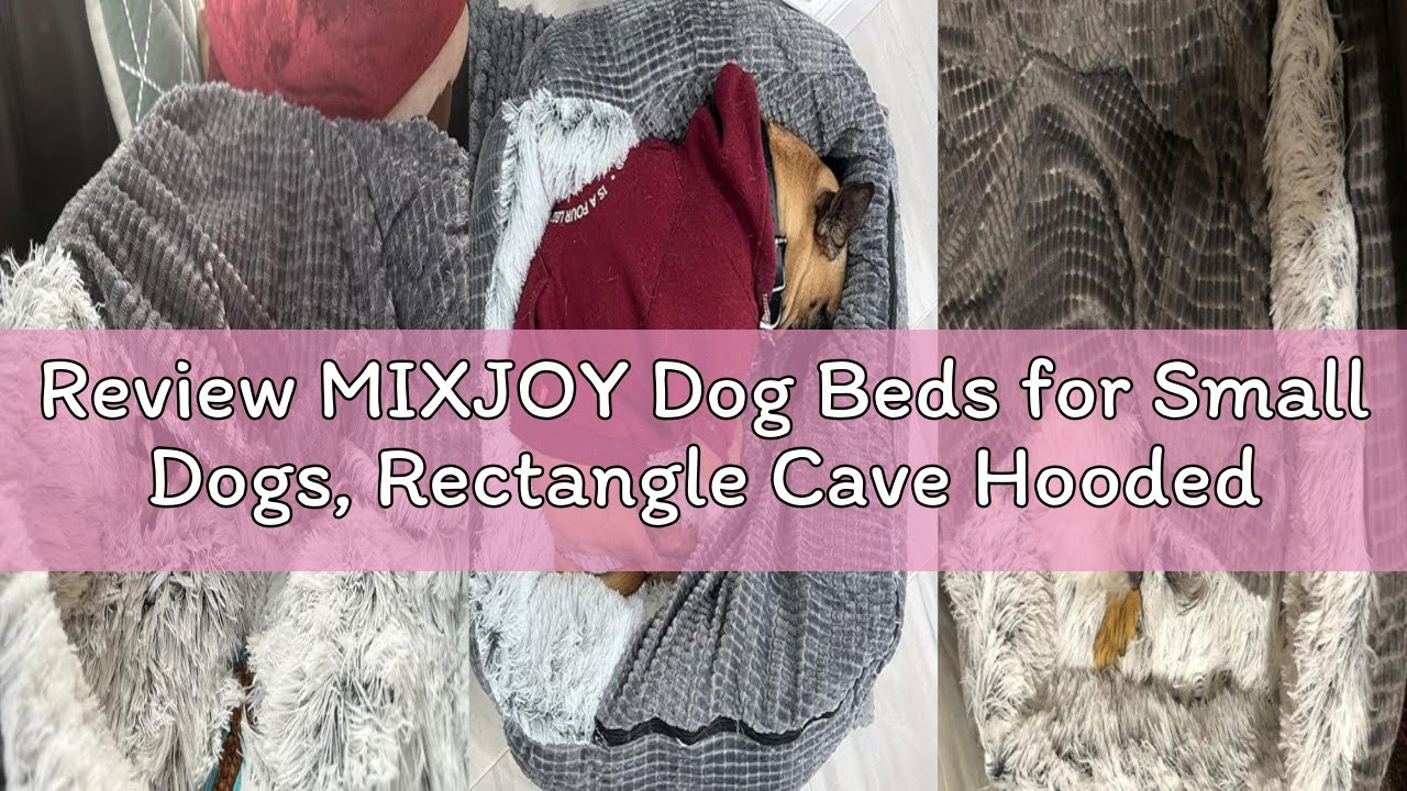 Review MIXJOY Dog Beds for Small Dogs, Rectangle Cave Hooded Blanket Puppy Bed, Luxury Orthopedic Ca