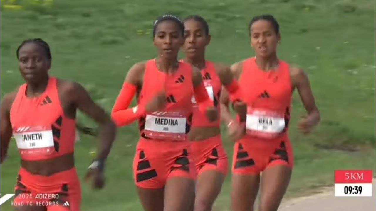 Medina Eisa completes historic hat-trick at the 5km, Ethiopian triple ADIZERO: ROAD TO RECORDS 2025.