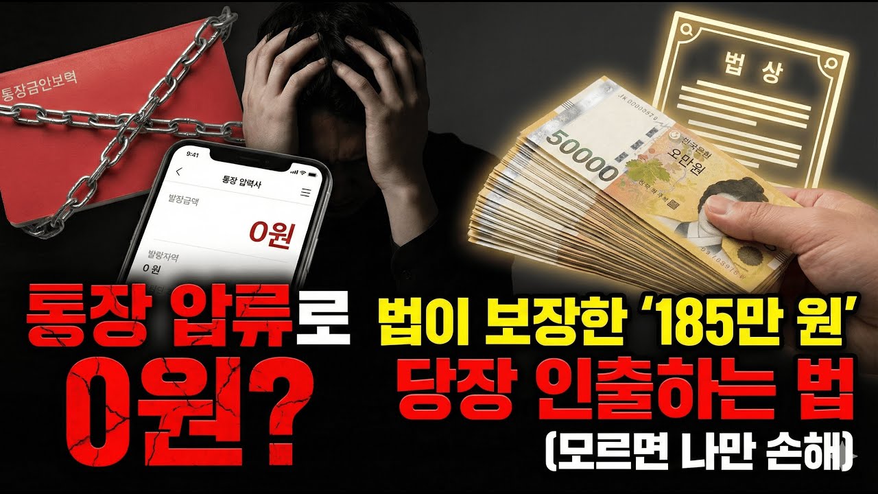 통장 압류로 0원? 법이 보장한 '185만 원' 당장 인출하는 법 (모르면 나만 손해)