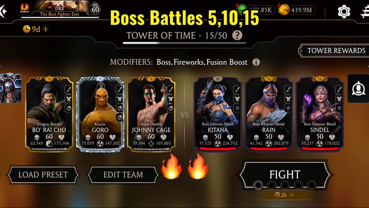 Tower of Time Boss Battles 5,10,15 | MK Mobile