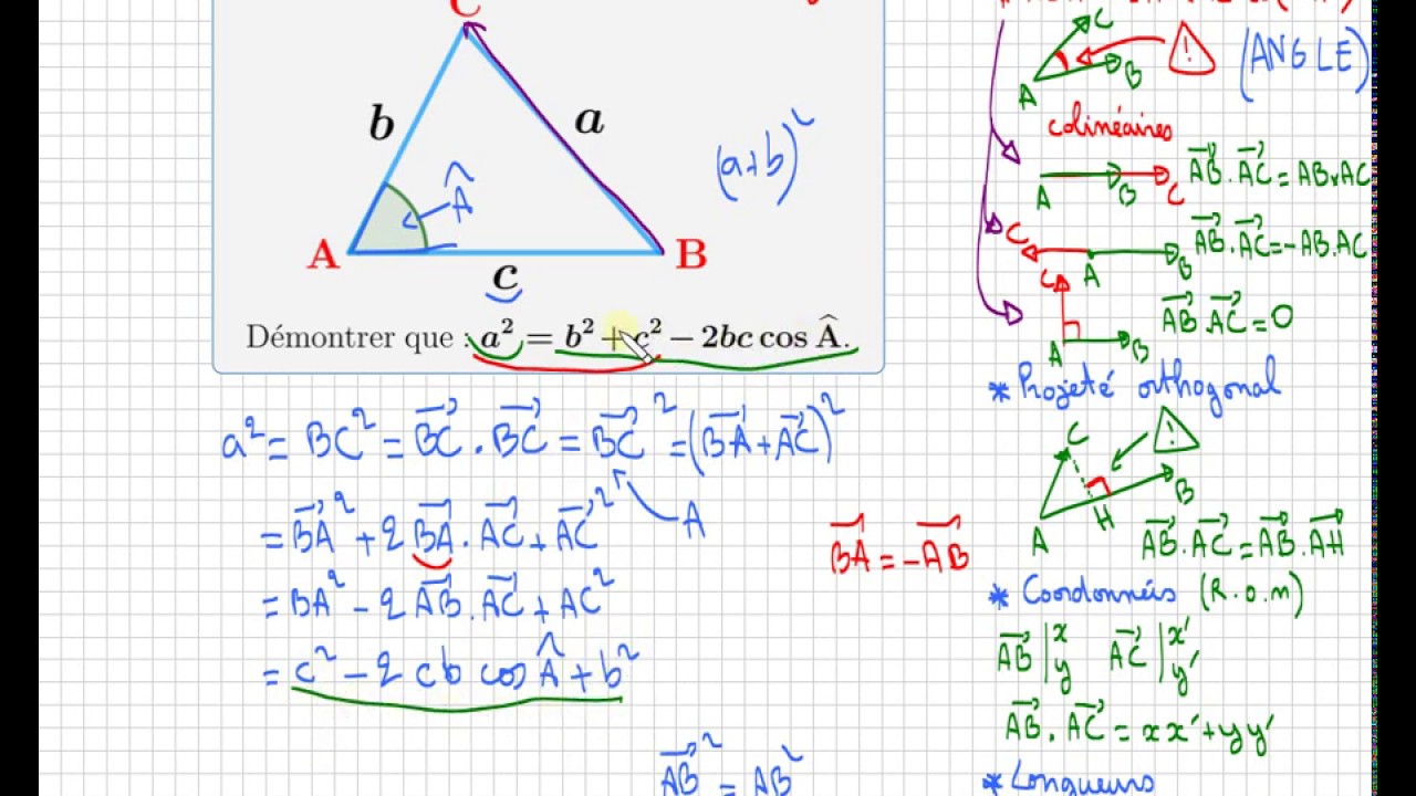 Théorème d'Al-Kashi • Comprendre à quoi il sert + Démonstration • Première spécialité mathématiques