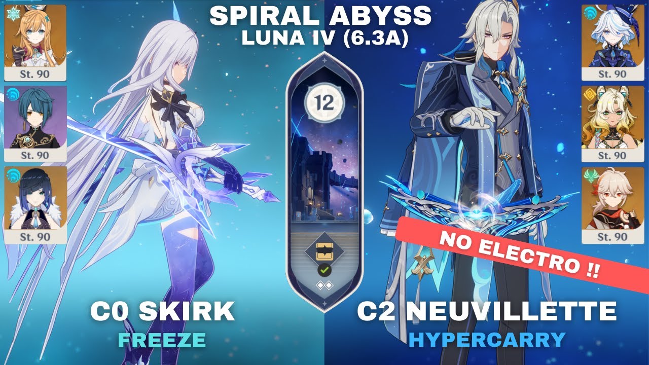 Genshin Impact Gewundener Abgrund/Spiral Abyss Luna IV (6.3A) C0R1 Skirk | C2R1 Neuvillette