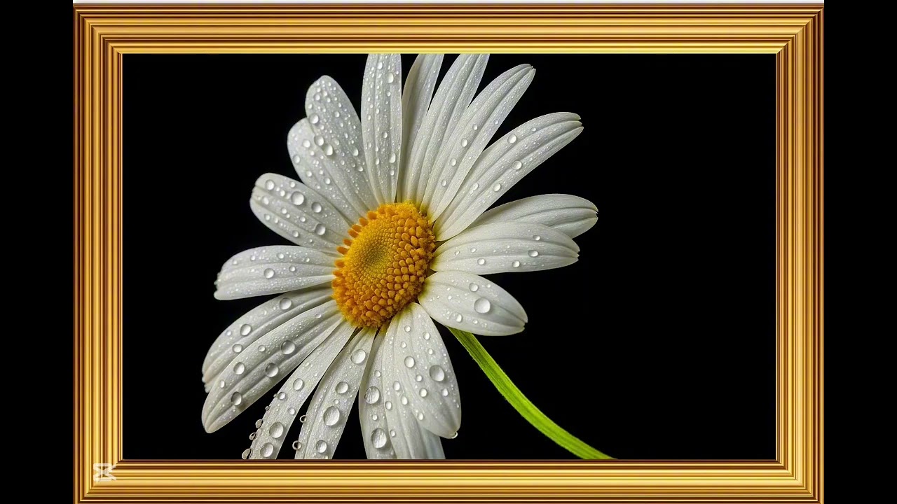 4K Floral Art — Elegant white natural flowers Painting Frame TV Screensaver” digital art wallpaper 