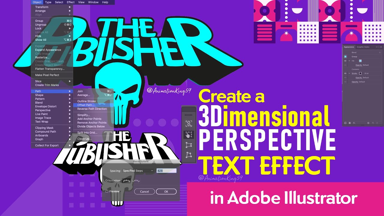 TEXT EFFECT DESIGN IN ILLUSTRATOR TUTORIAL @ANIMATION KING