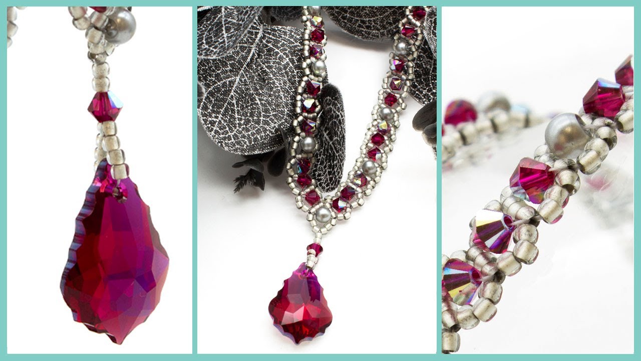Right Angle Weave Necklace with Crystals