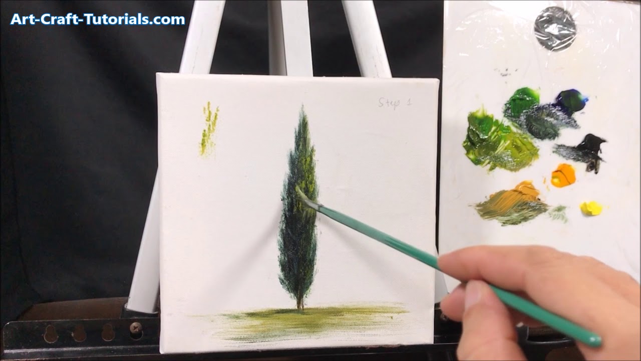 How to paint a Cypress Tree with Fan Brush