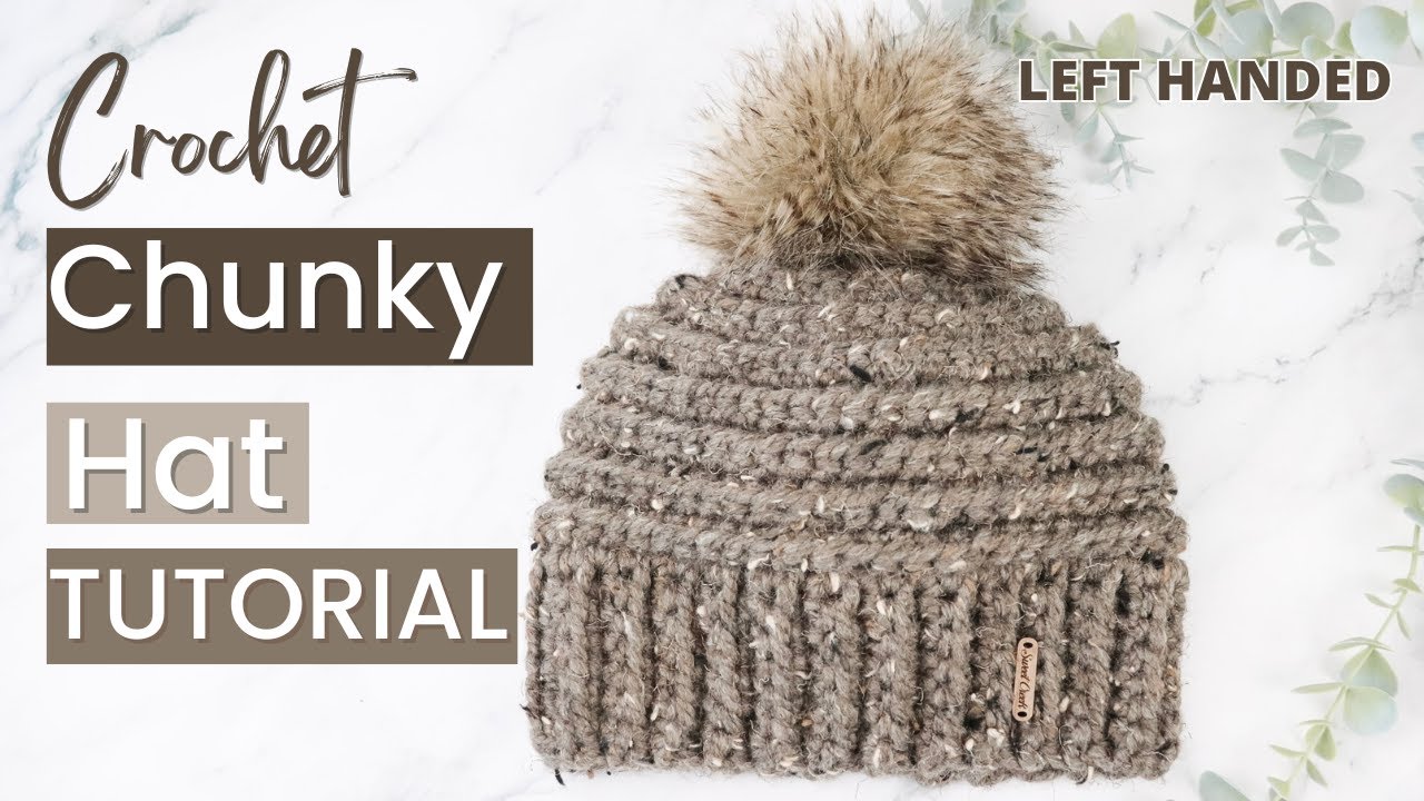 Crochet Hat Tutorial Left Handed | Crochet Hat Free Pattern | Beginner Crochet Hat Left Handed