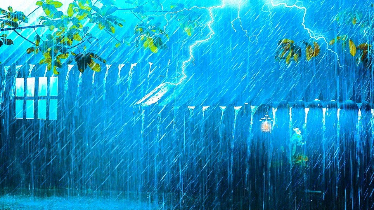 Relieve Stress and Sleep Deeply with Heavy Rainfall & Powerful Thunder on a Metal Roof of an Old Hut