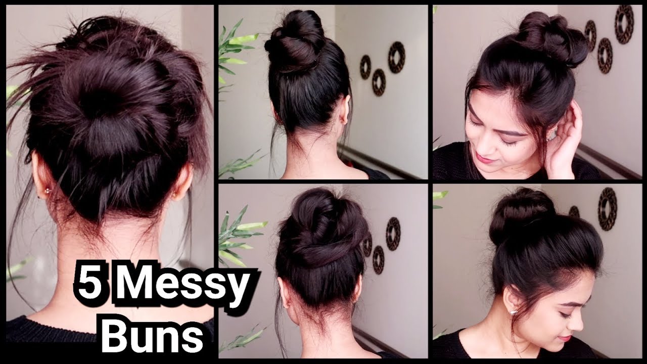 5 MESSY HAIR BUNS// Everyday Easy Hairstyles for girls// Indian Hairstyles for medium to long hair