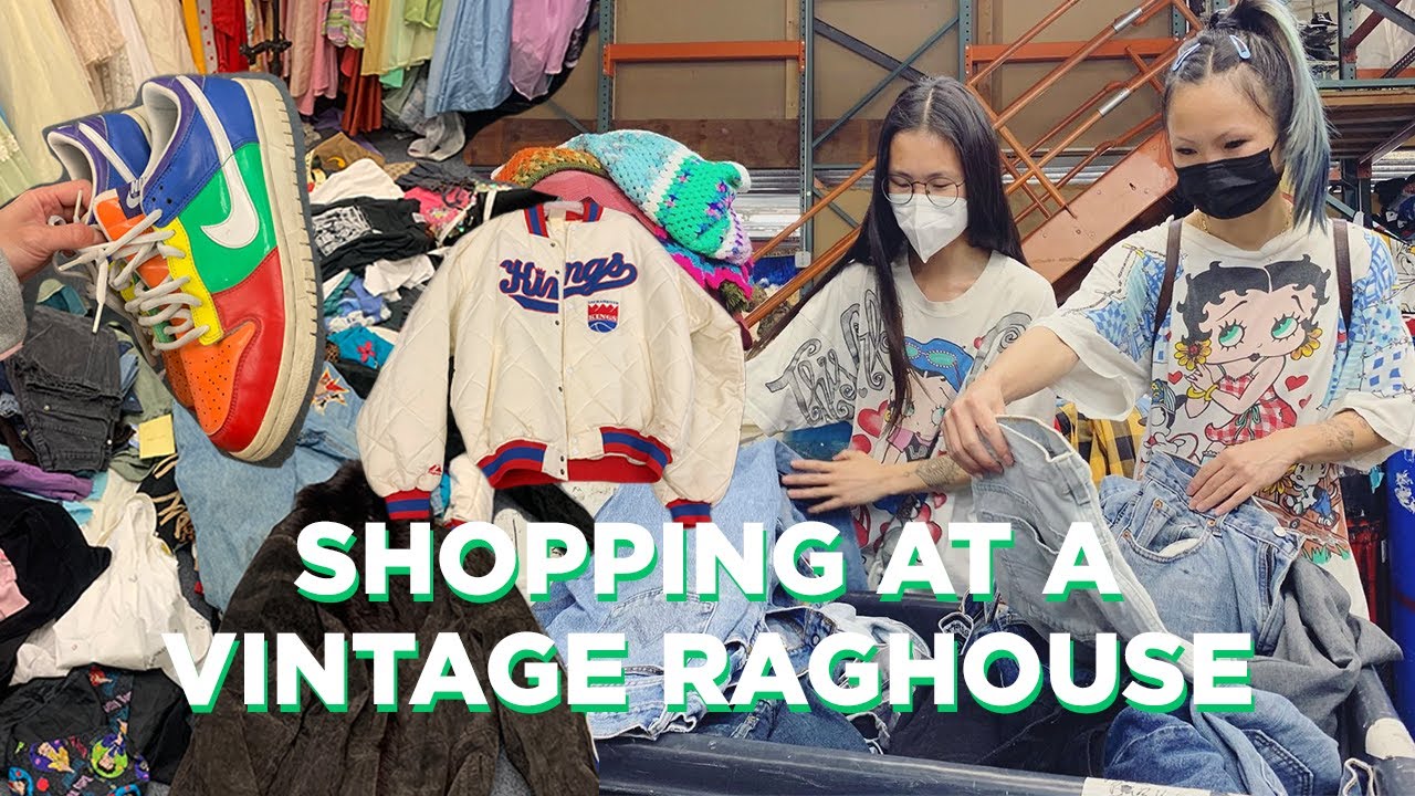 THRIFT WITH ME at a vintage rag house | how to source inventory for your depop shop