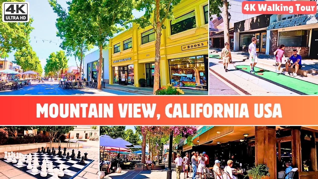 Exploring Silicon Valley: A Scenic Walk Through Downtown Mountain View (4K)
