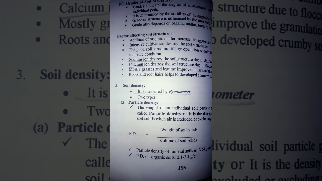 Soil density | It is measured by pycnometer