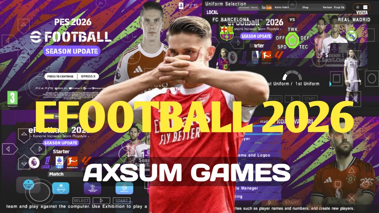 EFOOTBALL PES 2026 PSP UPDATE ምርጥ የእግር ኳስ ጌም EFOOTBALL PES 2026 PPSSPP 