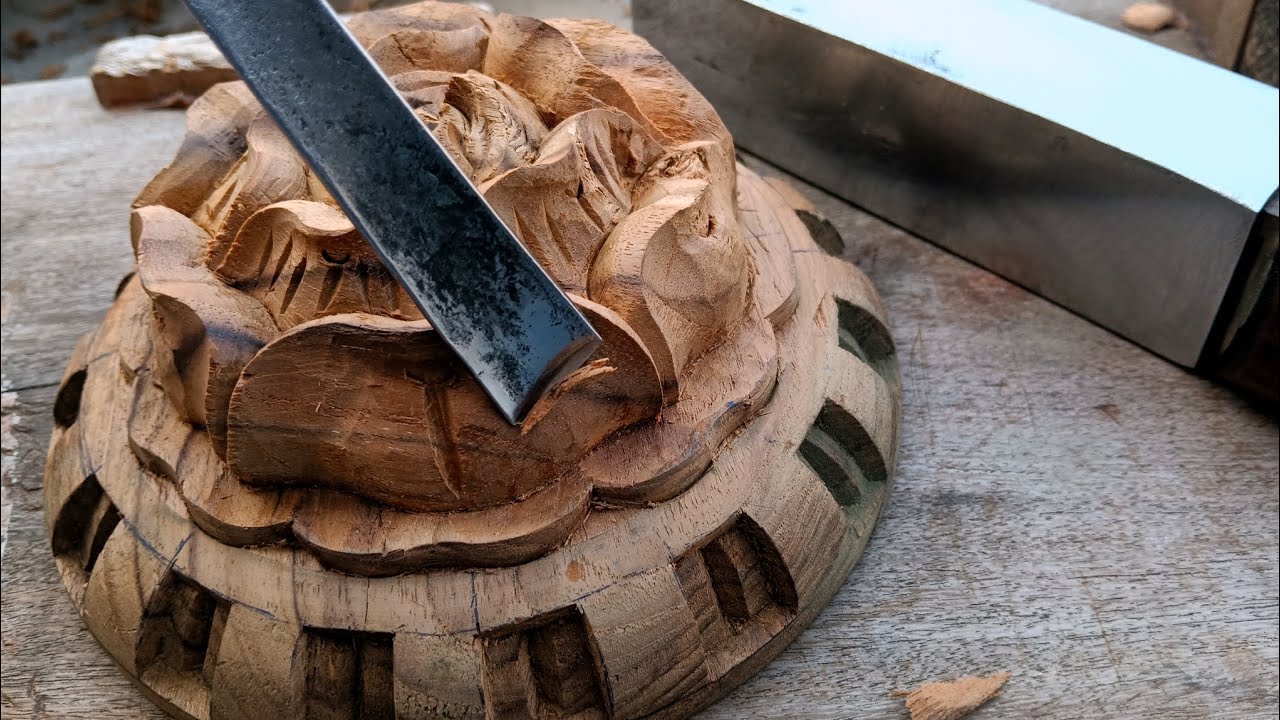 I Turned Raw Wood Into a 3D Flower Design 🌸 (Impossible Carving!)