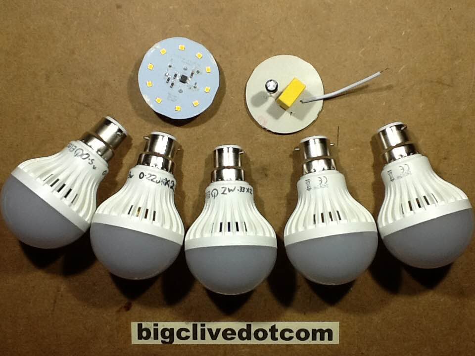 Modifying Poundland LED lamps with test results.