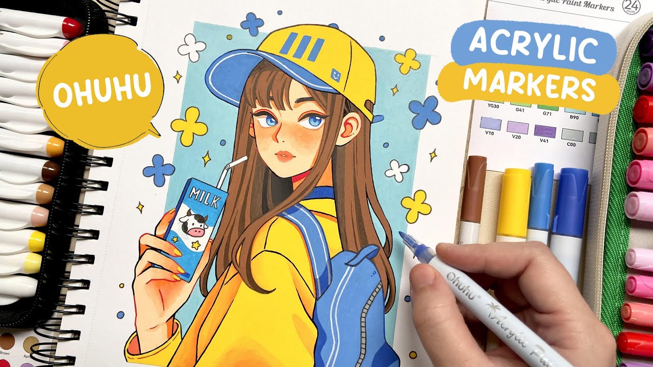🍰 Trying Out New Markers / Ohuhu 24 Colors Acrylic Markers Review