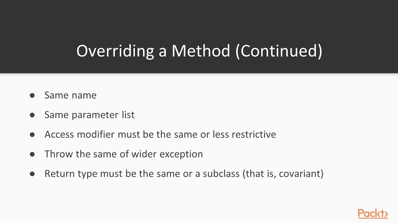 Java SE 8 Programmer 1: Overriding and Overloading | packtpub.com