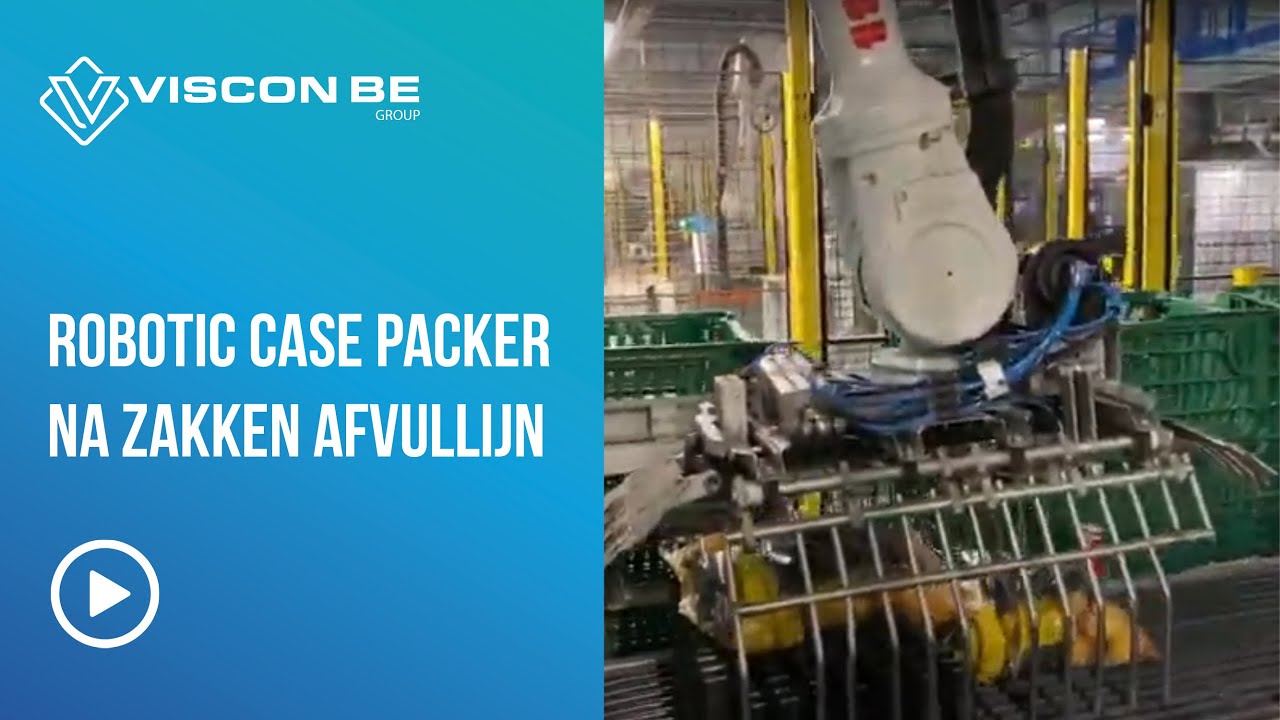 Robotic case packer na zakken afvullijn - De Aardappelhoeve Tielt