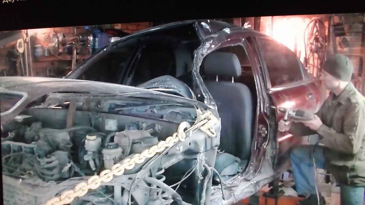 Деу Ланос. Тяжелый боковой удар. Часть 2. Кузовной ремонт.  Рихтовка