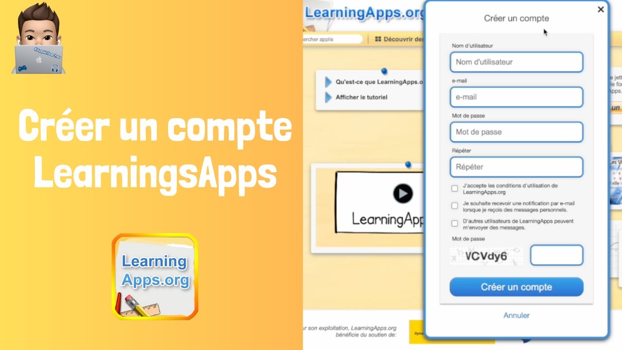 Créer un compte Learnings Apps