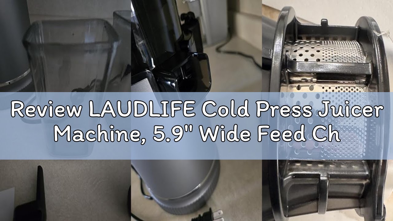 Review LAUDLIFE Cold Press Juicer Machine, 5.9" Wide Feed Chute Juice Extractor, 80 oz Large Hopper,