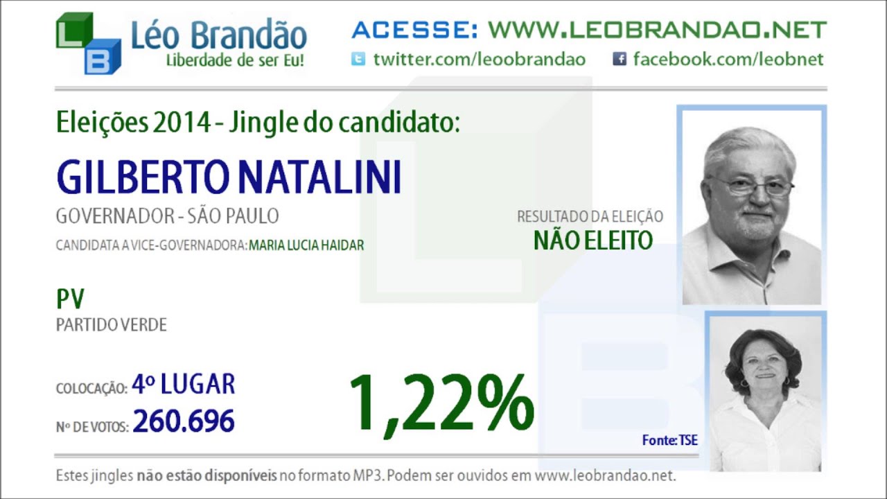 Jingles Eleições 2014 - Gilberto Natalini - PV - leobrandao.net