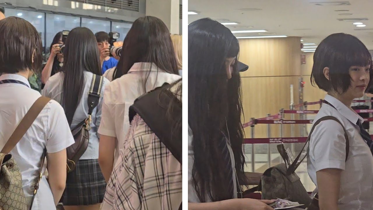 Walking next to Hyein and Hanni of Newjeans at Gimpo Airport 6-20-2024