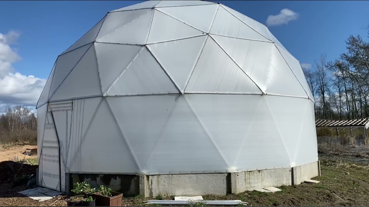 Geodesic Dome Greenhouse, GAHT Climate Battery, Geothermal, Tropical Greenhouse in Zone 8 NW WA