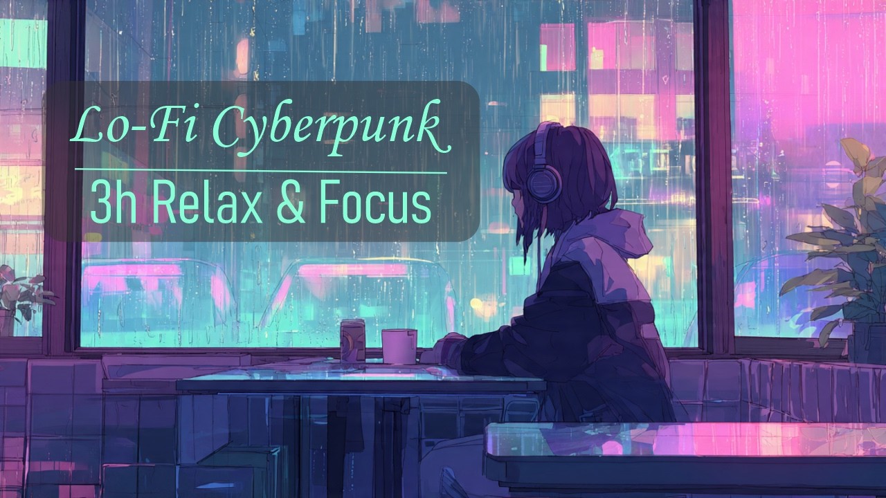 LoFi Chillhop Cyberpunk  — Rainy Night 3h — No Vocals