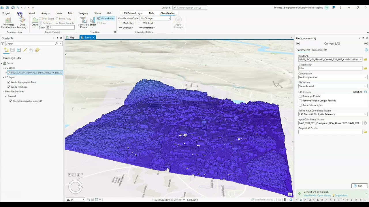 Converting from LAZ to LAS Using Convert LAS in ArcGIS Pro and Fix Spatial Reference