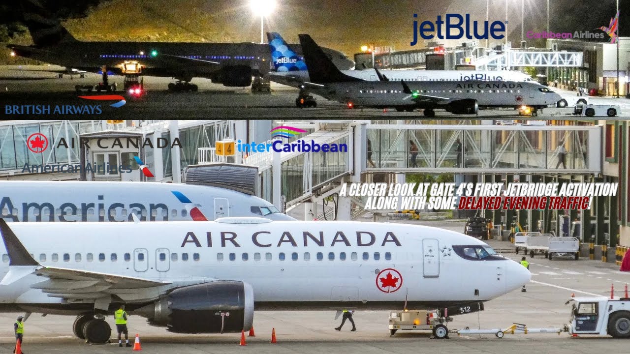 A CLOSER LOOK AT GATE 4'S FIRST JETBRIDGE ACTIVATION ALONG WITH SOME DELAYED EVENING TRAFFIC!