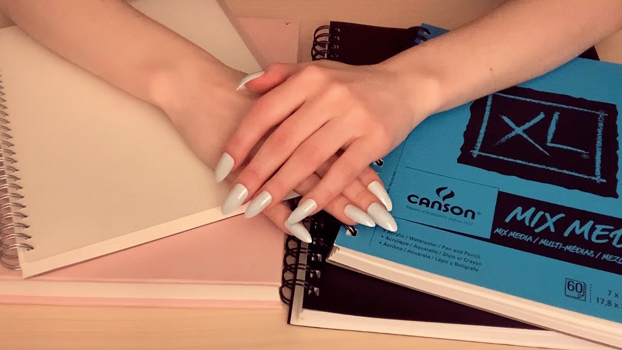 ASMR 1H Gentle Scratchy Tapping on Sketchbooks ✏️ (soft spoken)