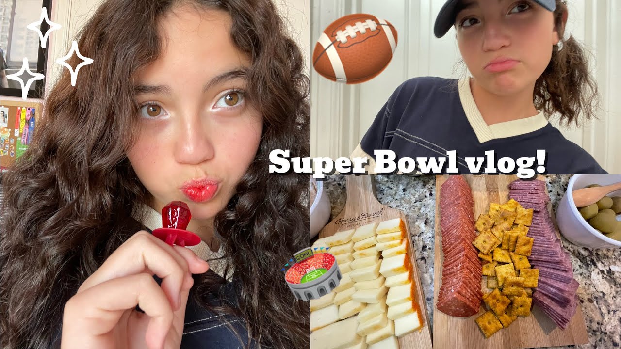 SUPER BOWL VLOG! 🏈🏟️ (yummy food- watching the Super Bowl- day at home- making tanghulu)