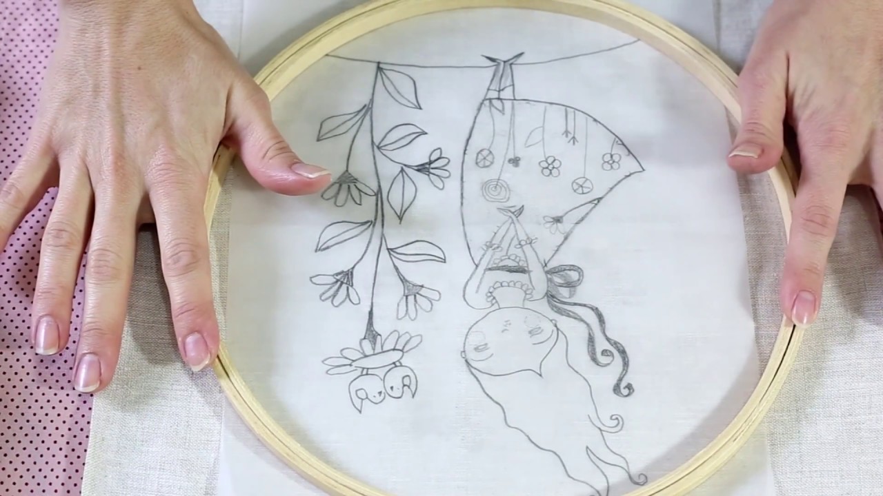 Como riscar o desenho no tecido ??  Bordado Menina Feliz  Parte 1