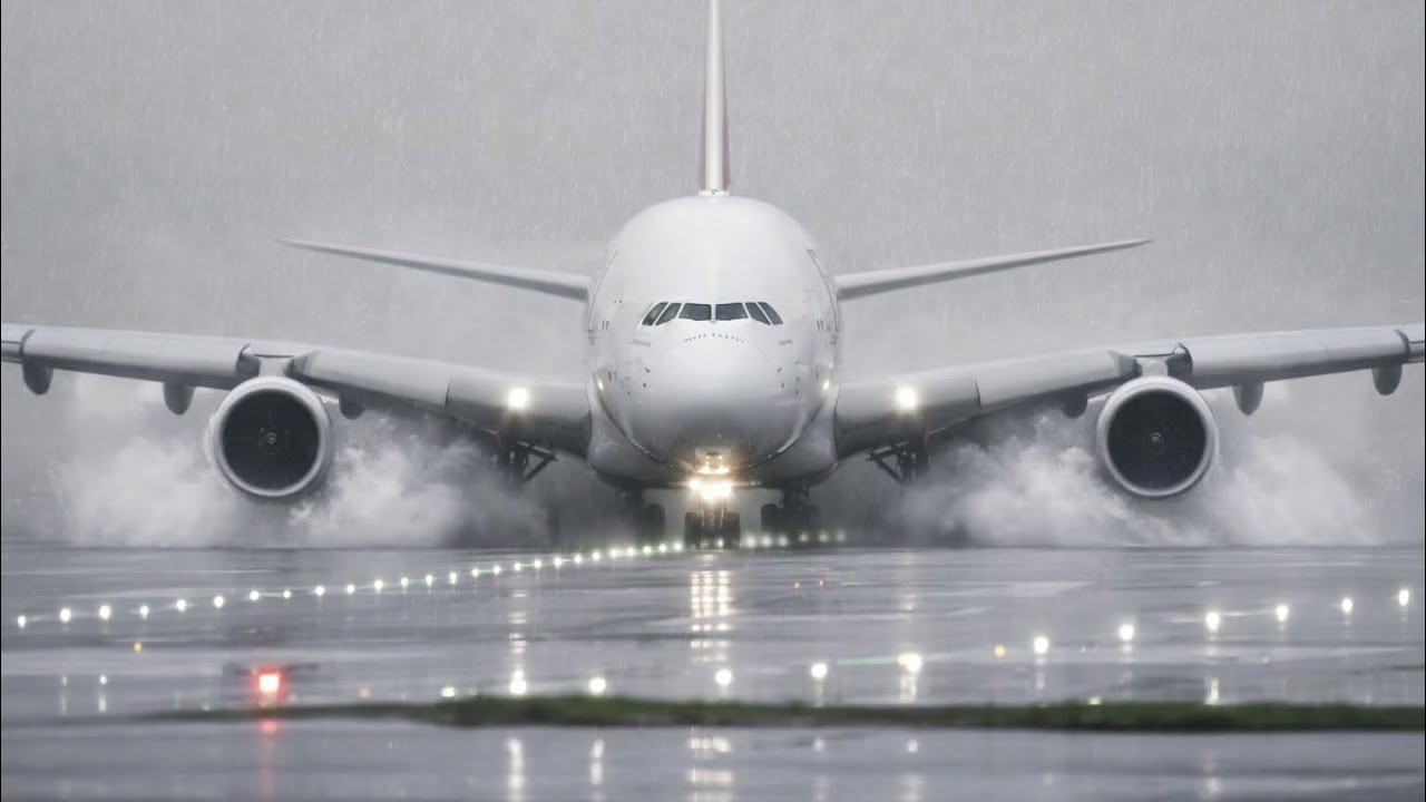 Pilot ALMOST Aborted! A380 Extreme Rain Landing✈️