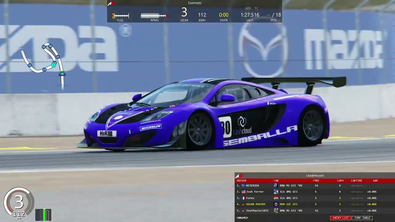 McLaren MP4-12C GT3 race at Laguna Seca Online ( LAST TO 2ND Assetto Corsa )