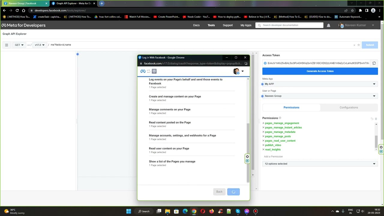 How to create facebook page and generate access token