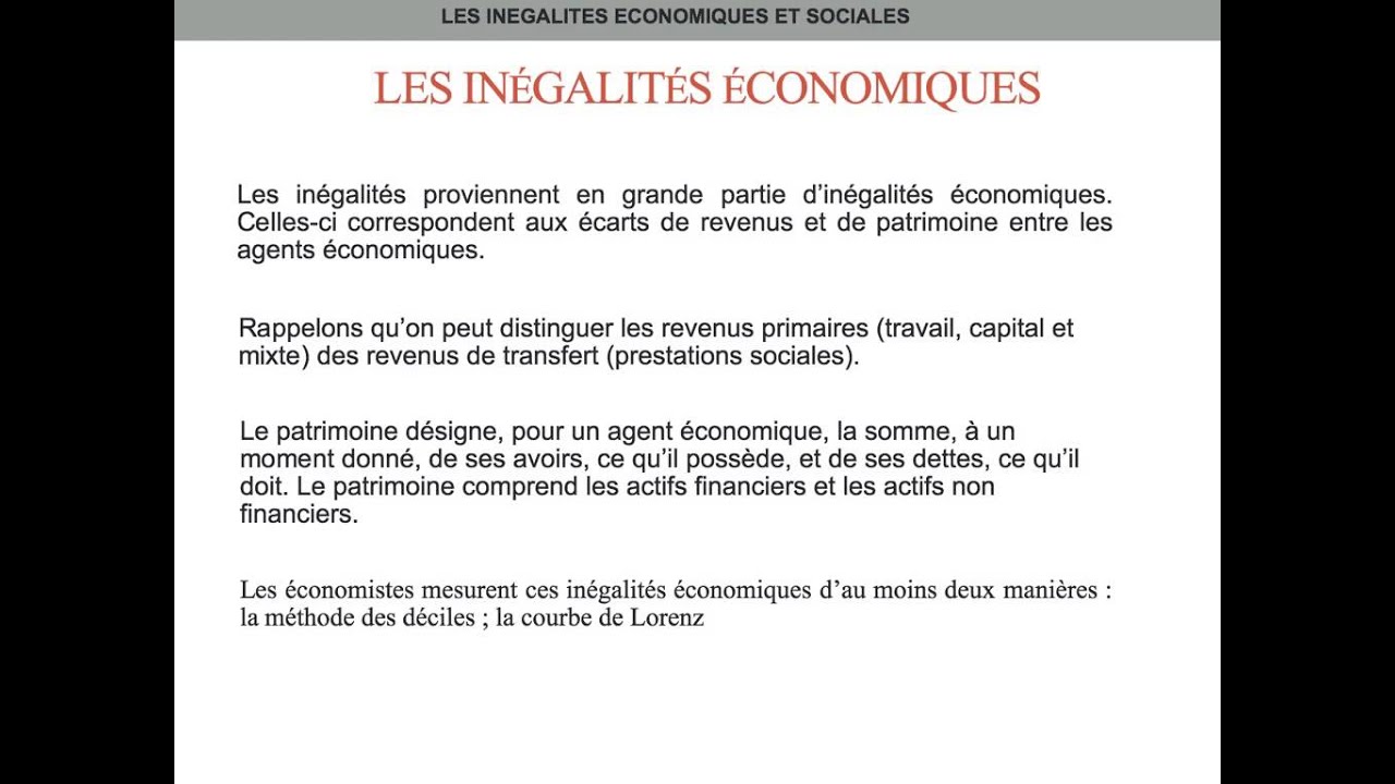 Les inégalites économiques et sociales