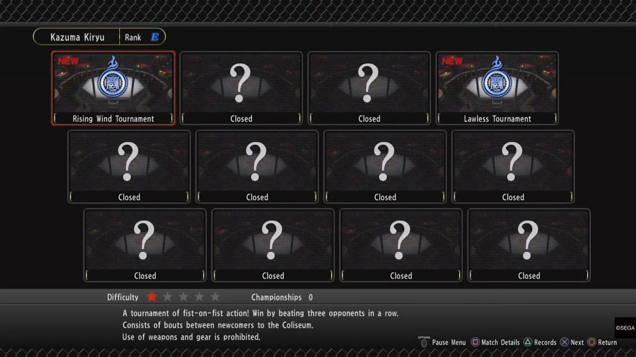 YAKUZA KIWAMI 2 Coliseum - Rising Wind Tournament - Rank E